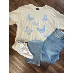 Zutter Butterfly Cropped Tee in Antique White