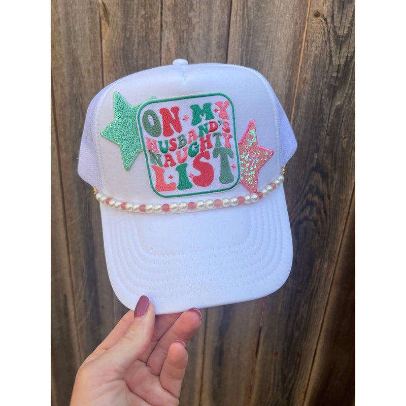 On My Husband's Naughty List Custom Trucker Hat