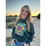 Callie Ann Stelter Neon Aztec Black Acid Wash Top (S-2XL)