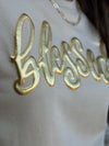 Blessed in Gold Metallic Puff Sweatshirt (S-3XL)