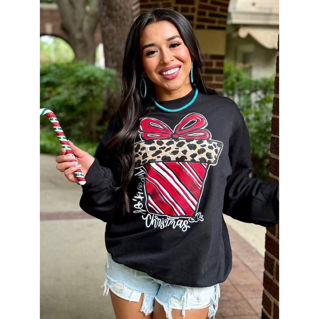 Callie Ann Candy Cane Present Tee & Sweatshirt