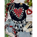 Be Kind Leopard Heart Short Sleeve Tee (XS-3XL)