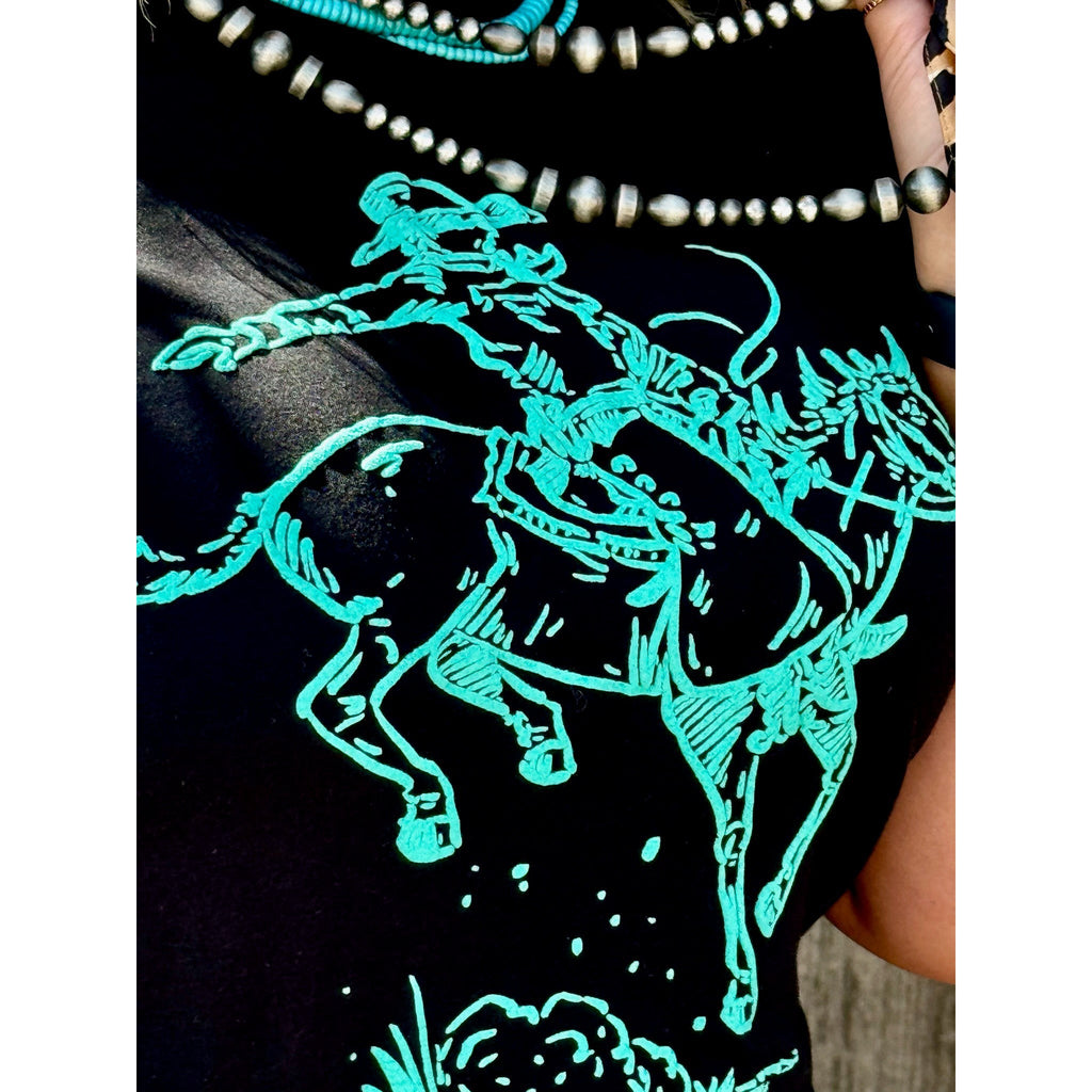 Roughrider in Turquoise Puff Tee (XS-3XL)