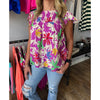 Fall Vibrant Floral Magenta Top