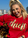 Chiefs in Metallic Gold Red Sweatshirt by Randi Mahomes (S-3XL)