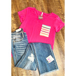 Solid Top with Striped Pocket (Pink or Black)