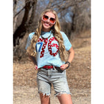 1776 in Metallic Puff with Stars Tee (S-3XL)