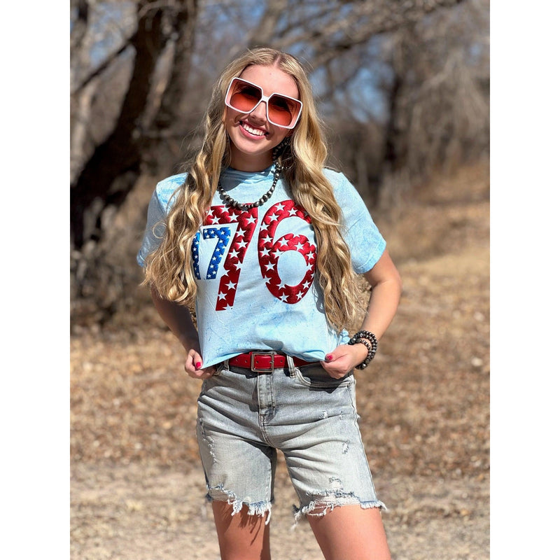 1776 in Metallic Puff with Stars Tee (S-3XL)