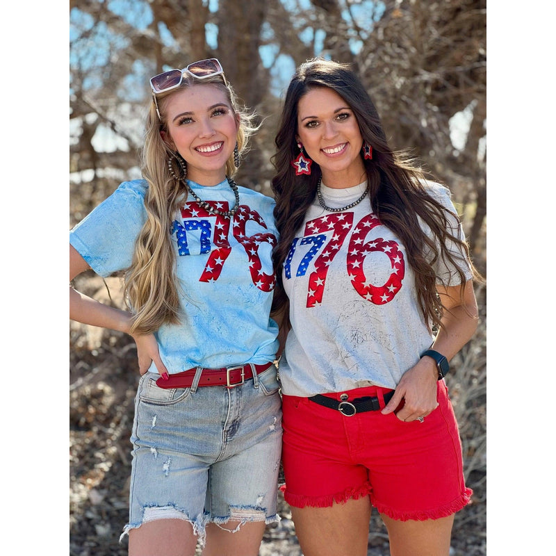 1776 in Metallic Puff with Stars Tee (S-3XL)