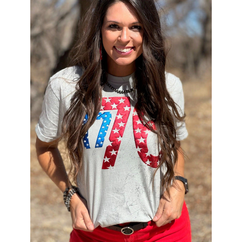 1776 in Metallic Puff with Stars Tee (S-3XL)