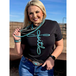 Faith in Teal Metallic Puff Tee or Sweatshirt (XS-3XL)