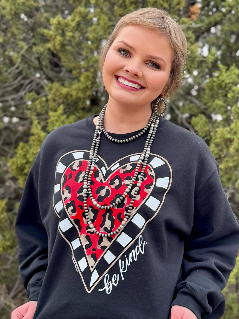 Be Kind Leopard Heart Sweatshirt (S-3XL)