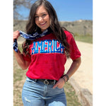 America in Blue Metallic Puff Tee (S-3XL)