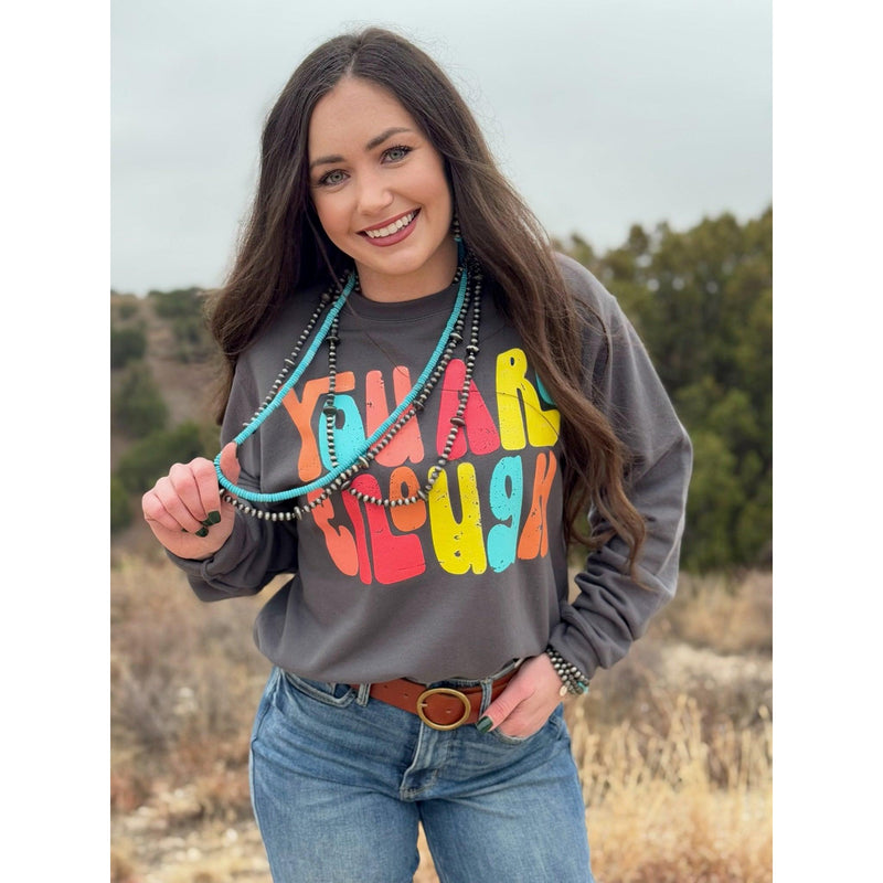 You Are Enough in Multicolor Ink Tee (S-3XL)
