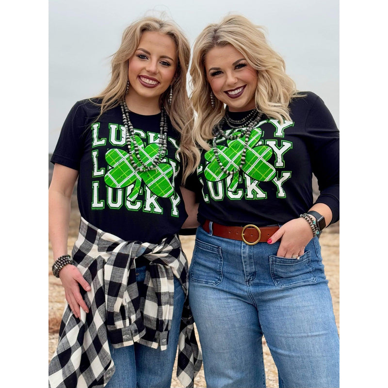 Lucky Repeat Short Sleeve Tee & Sweatshirt (XS-3XL)