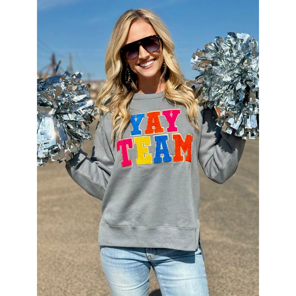 Yay Team Chenille Applique Sweatshirt (S-2XL)