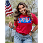 America in Blue Metallic Puff Tee (S-3XL)