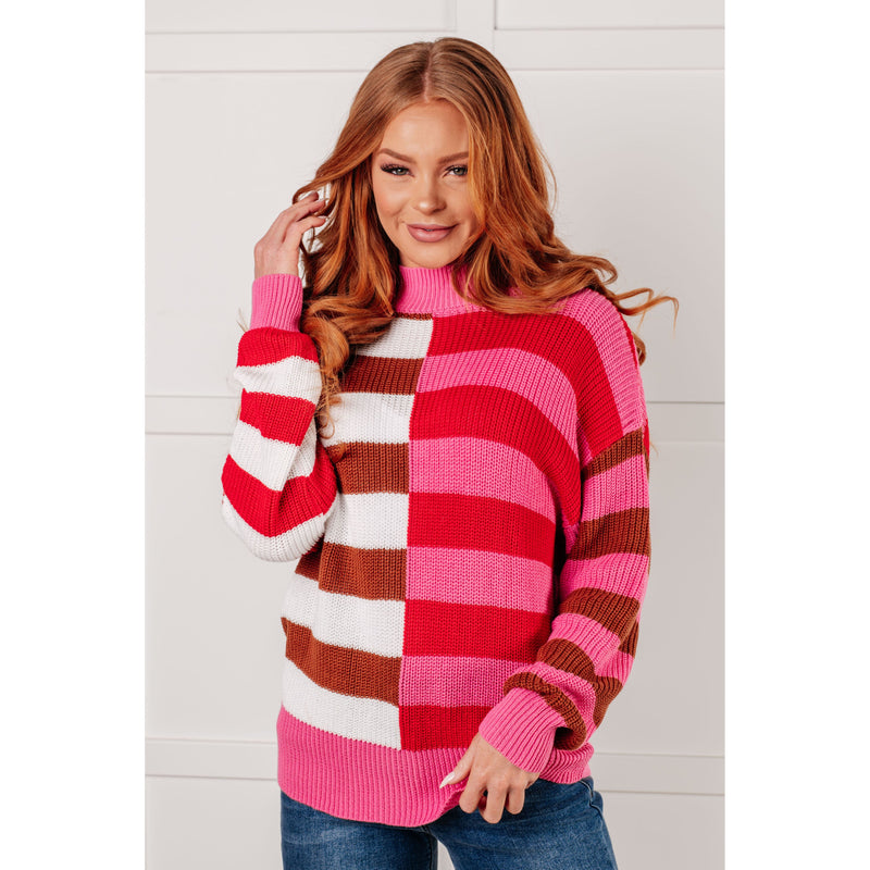 In Your Lane Color Blocked Stripe Sweater (S-XL)