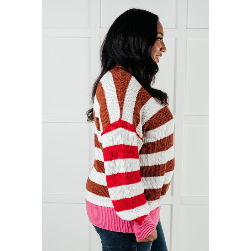 In Your Lane Color Blocked Stripe Sweater (S-XL)