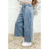 In or Out Wide Leg Cropped Pants Blue Grey (S-3X)