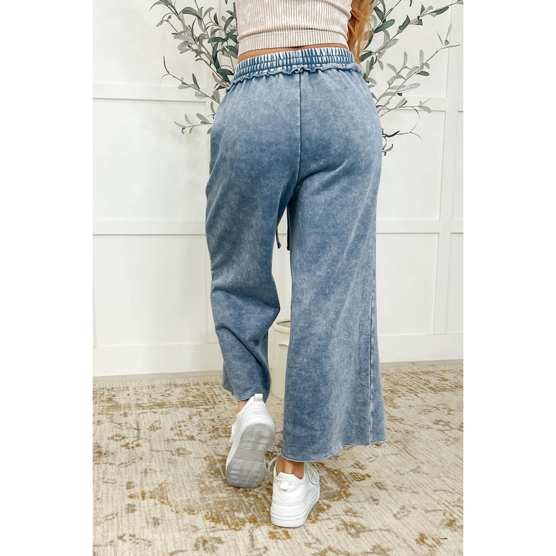 In or Out Wide Leg Cropped Pants Blue Grey (S-3X)