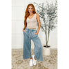 In or Out Wide Leg Cropped Pants Dusty Blue (S-3X)