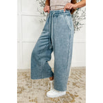In or Out Wide Leg Cropped Pants Dusty Blue (S-3X)