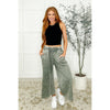 In or Out Wide Leg Cropped Pants Lt Olive (S-3X)