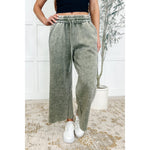 In or Out Wide Leg Cropped Pants Lt Olive (S-3X)