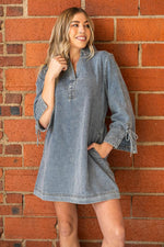 Entro Denim Bow Sleeve Dress