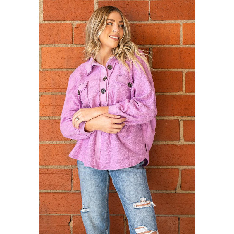 BucketList French Terry Oversized Top in Orchid