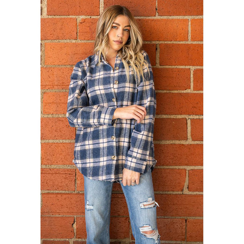 Denim Blue Plaid Shacket