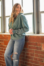 Easel Teal Green Mineral Wash Pullover