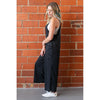 Black Terry Jumpsuit with Pockets