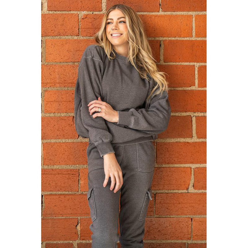 Burnout Cozy Sweatshirt (Charcoal or Orchid)