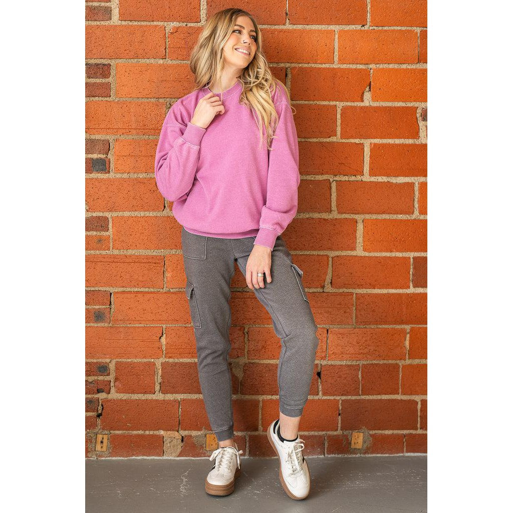 Burnout Cozy Sweatshirt (Charcoal or Orchid)