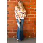 Multicolored Balloon Sleeve Knit Sweater