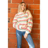 Multicolored Balloon Sleeve Knit Sweater