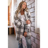 Cozy Plaid Sherpa Hoodie Cardigan (Grey or Mauve)