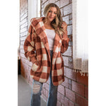 Cozy Plaid Sherpa Hoodie Cardigan (Grey or Mauve)