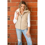 Khaki Sherpa Puffer Vest