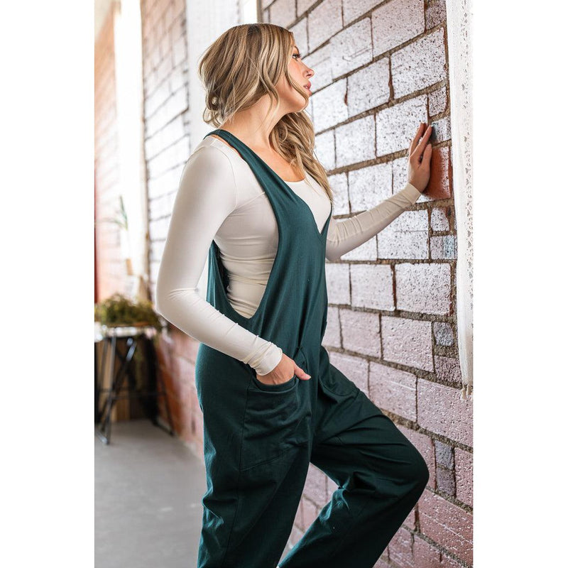 Casual Loose Fit Jumpsuit in Forest