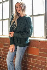 Hunter Green Grid Knit Sweater