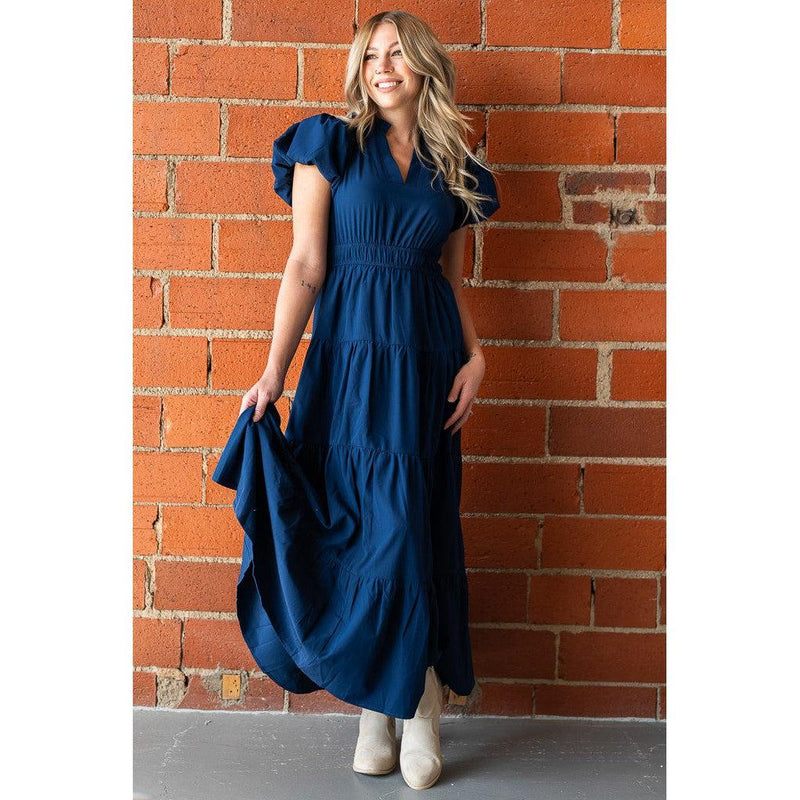 Entro Navy Midi Dress