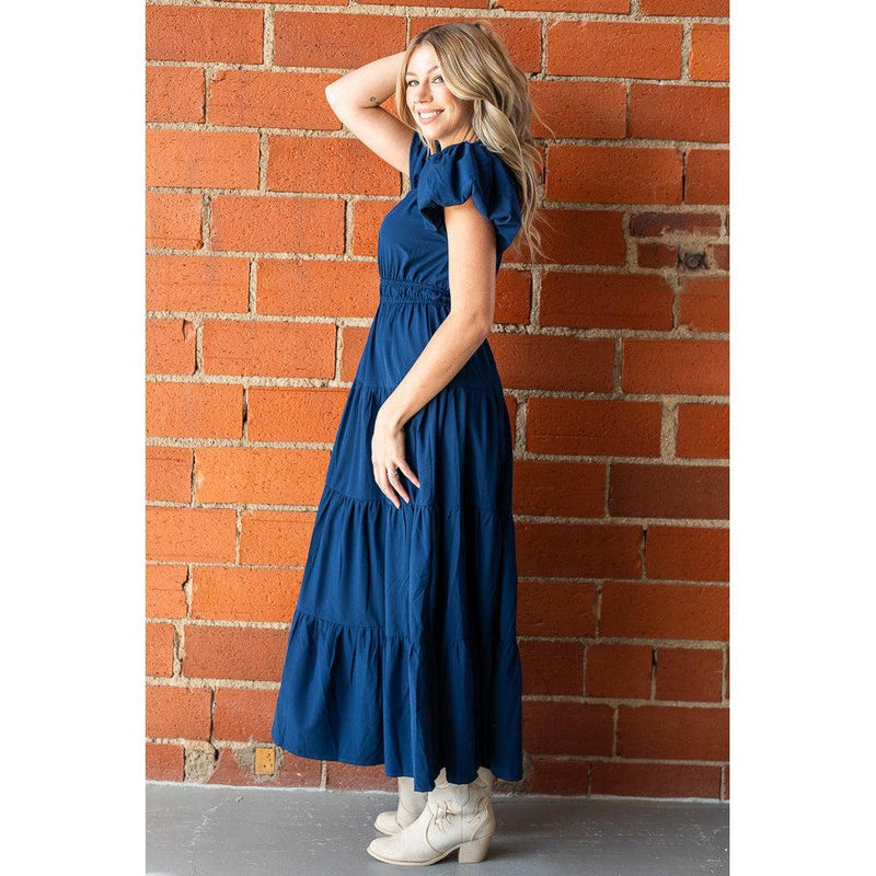 Entro Navy Midi Dress