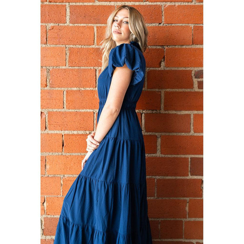 Entro Navy Midi Dress