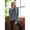 Mineral Washed Denim Blue Long Sleeve Top