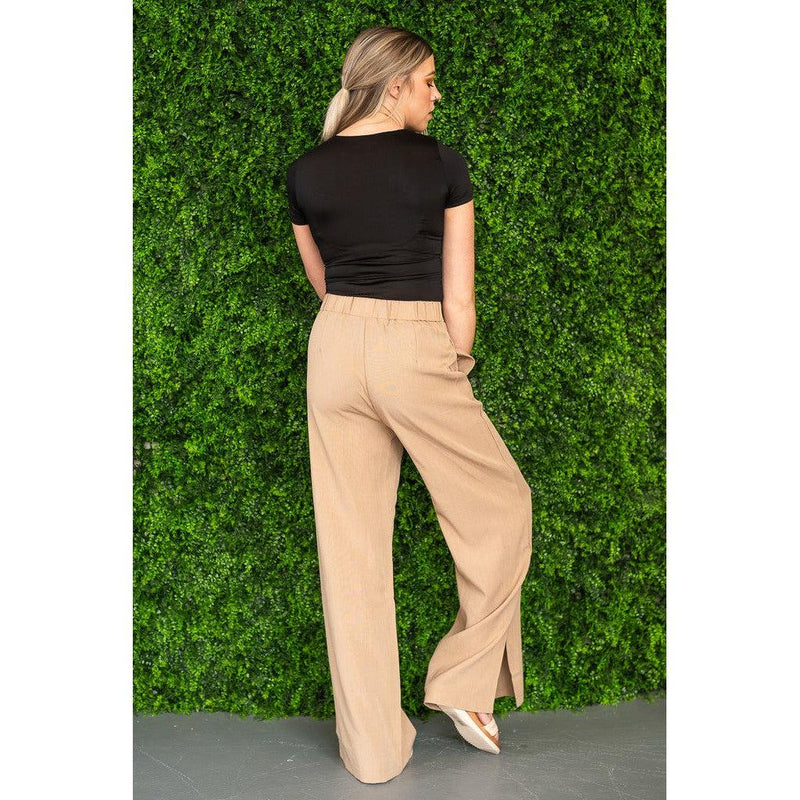 Lena High Waisted Woven Pants in Pink or Tan