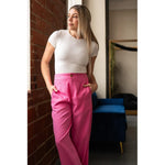 Lena High Waisted Woven Pants in Pink or Tan