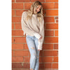 Two Tone Taupe Ribbed Sweater